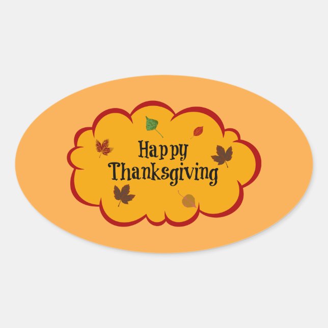 Happy Thanksgiving, holiday greetings, Oval Sticker (Front)