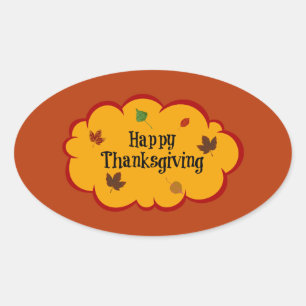 Happy Thanksgiving, holiday greetings Oval Sticker