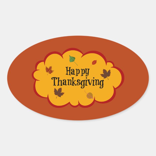Happy Thanksgiving, holiday greetings Oval Sticker (Front)