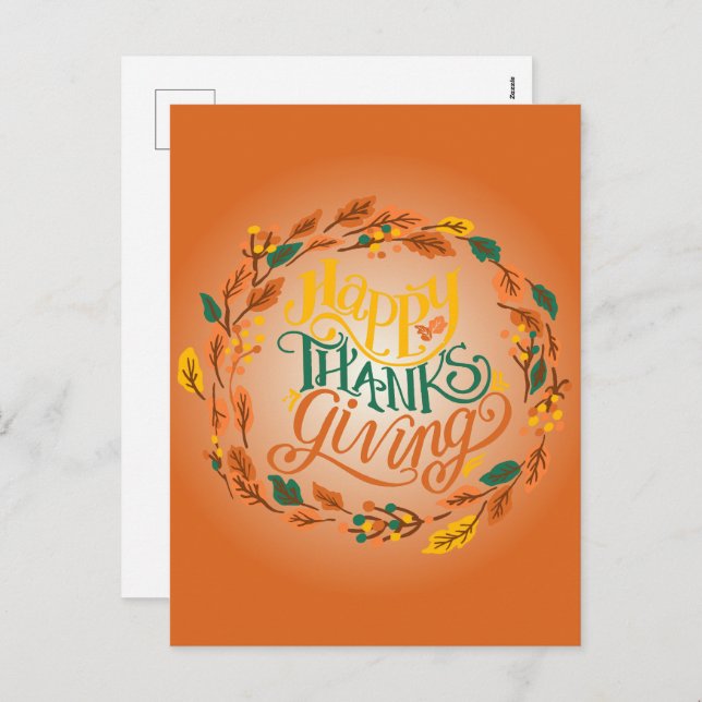 Happy Thanksgiving Holiday Postcard (Front/Back)
