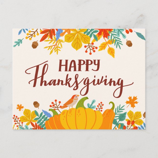 Happy Thanksgiving  Holiday Postcard (Front)
