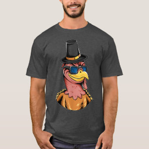 Happy Thanksgiving Holiday Turkey Wearing Hat & Su T-Shirt