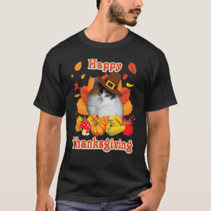 Happy Thanksgiving Japanese Bobtail Cat I'm Thankf T-Shirt