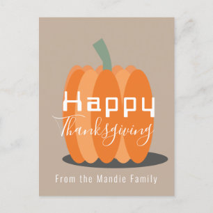 Happy Thanksgiving Jumbo Pumpkin  Postcard