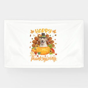 Happy Thanksgiving Labrador Dog Turkey Pumpkin Lon Banner