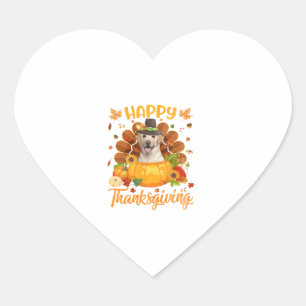 Happy Thanksgiving Labrador Dog Turkey Pumpkin Lon Heart Sticker