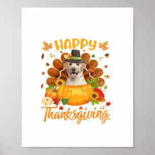 Happy Thanksgiving Labrador Dog Turkey Pumpkin Lon Poster