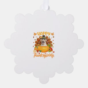 Happy Thanksgiving Labrador Dog Turkey Pumpkin Lon Tree Decoration Card