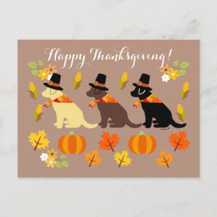 Happy Thanksgiving Labrador Silhouette Holiday Postcard