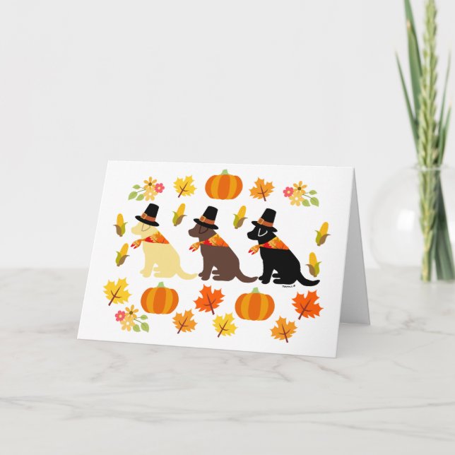 Happy Thanksgiving Labrador Silhouette White Card (Front)