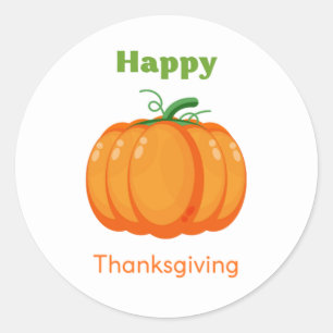 Happy Thanksgiving large pumpkin Classic Round Sticker