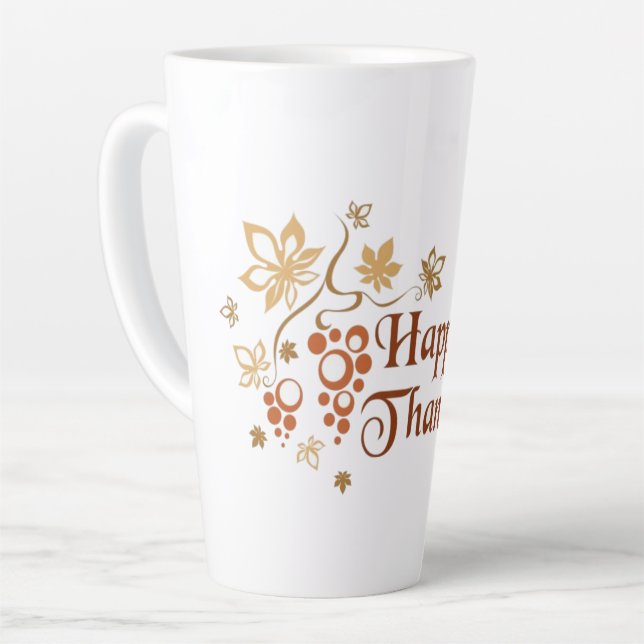 Happy Thanksgiving Latte Mug (Left Angle)