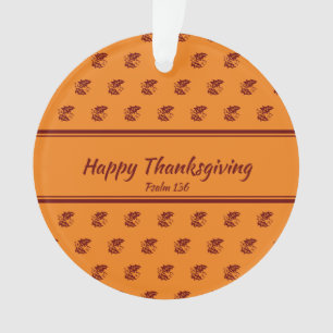 HAPPY THANKSGIVING Leaves ORANGE Customised Ornament