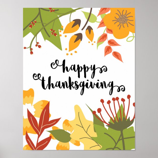 Happy Thanksgiving - Leaves - Poster (Front)