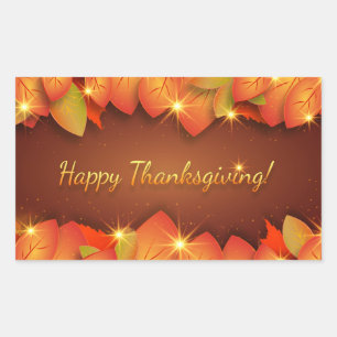 Happy Thanksgiving Leaves Stickers