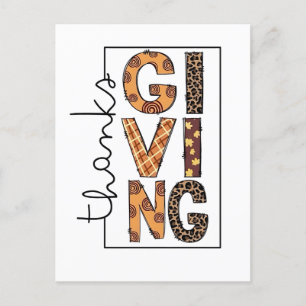 Happy Thanksgiving Leopard Print Rainbow Turkey Holiday Postcard