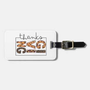 Happy Thanksgiving Leopard Print Rainbow Turkey  Luggage Tag