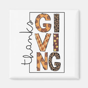 Happy Thanksgiving Leopard Print Rainbow Turkey  Magnet