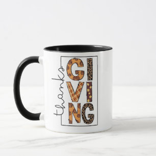 Happy Thanksgiving Leopard Print Rainbow Turkey Mug