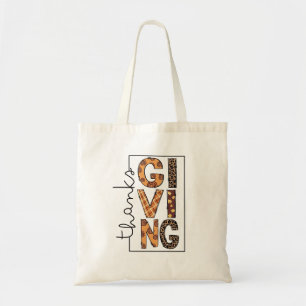 Happy Thanksgiving Leopard Print Rainbow Turkey Tote Bag