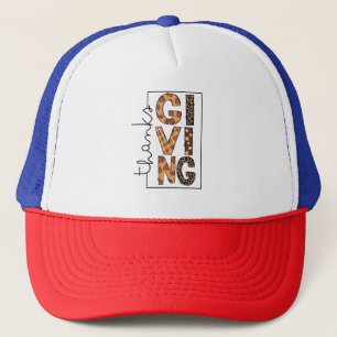 Happy Thanksgiving Leopard Print Rainbow Turkey Trucker Hat