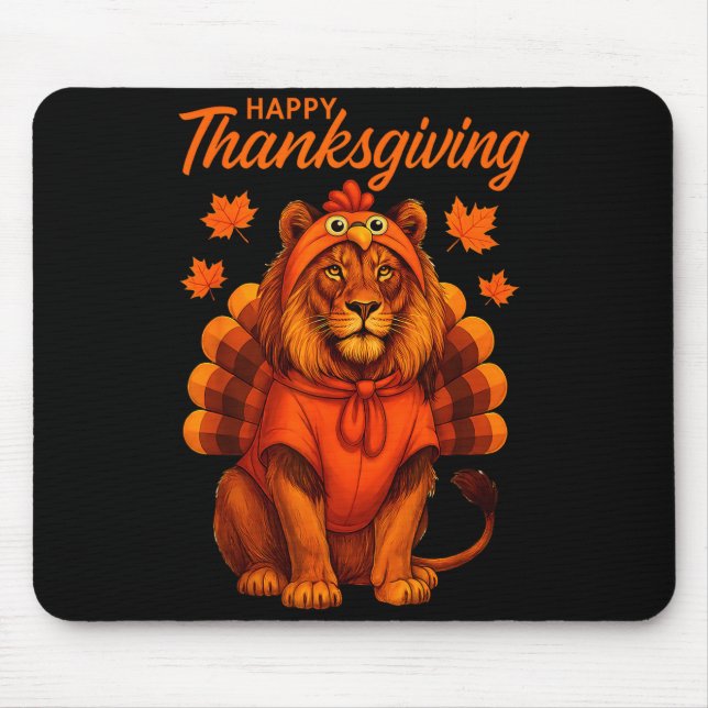 Happy Thanksgiving Lion Women Boys Girls Kids Outf Mouse Pad (Front)