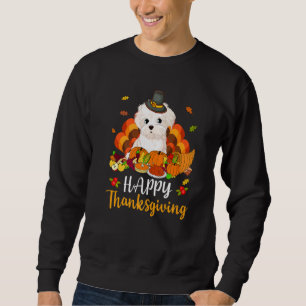 Happy Thanksgiving Maltese Dog Turkey Pet Sweatshirt
