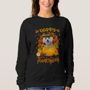 Happy Thanksgiving Maltese Dog Turkey Pumpkin Sweatshirt