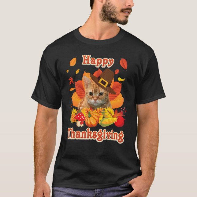 Happy Thanksgiving Manx Cat I'm Thankful For My Tu T-Shirt (Front)