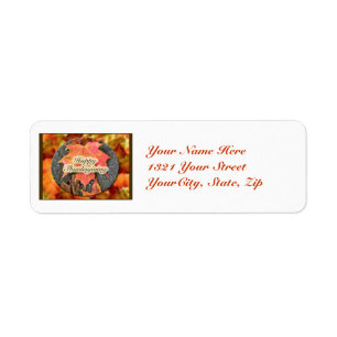 Happy Thanksgiving Maple Leaf Address Label Return Address Label