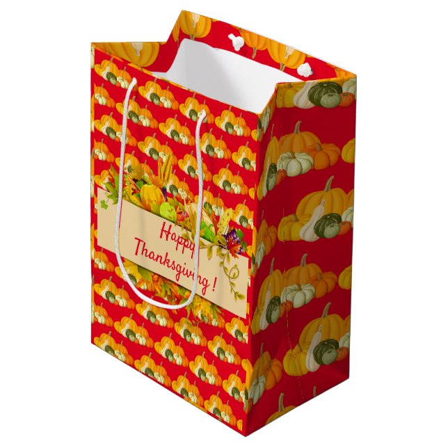 Happy Thanksgiving Medium Gift Bag (Front Angled)
