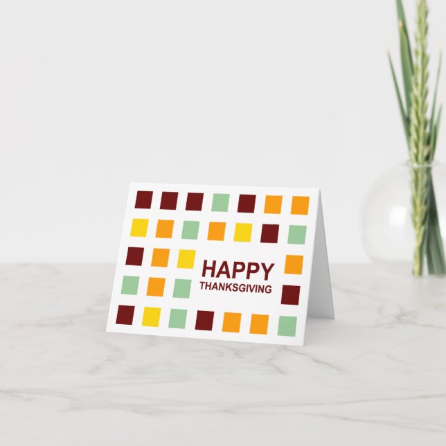 happy thanksgiving (mod squares) holiday card (Front)
