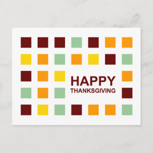 Happy Thanksgiving Mod Squares Postcard