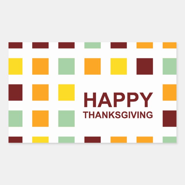 happy thanksgiving (mod squares) rectangular sticker (Front)