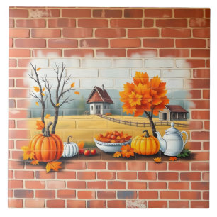 Happy Thanksgiving Modern Beautiful Fall Ceramic Tile