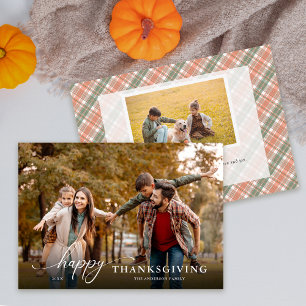 Happy Thanksgiving Modern Scrip Message 2 Photo Holiday Card