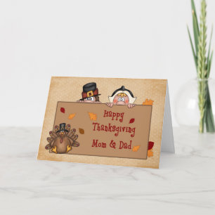 Happy Thanksgiving Mom and Dad Greeting Card