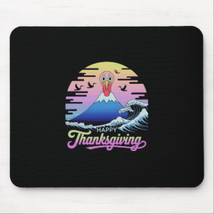 Happy Thanksgiving Mount Fuji Turkey Sunset Funny Mouse Pad