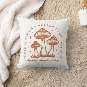 Happy thanksgiving mushroom whimsical terracotta cushion