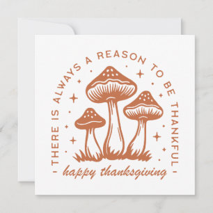 Happy thanksgiving mushroom whimsical terracotta holiday card