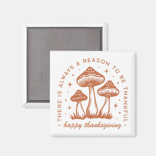 Happy thanksgiving mushroom whimsical terracotta magnet