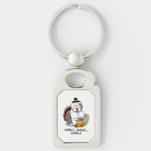 Happy Thanksgiving Old English Sheepdog Grey 1 Fun Key Ring