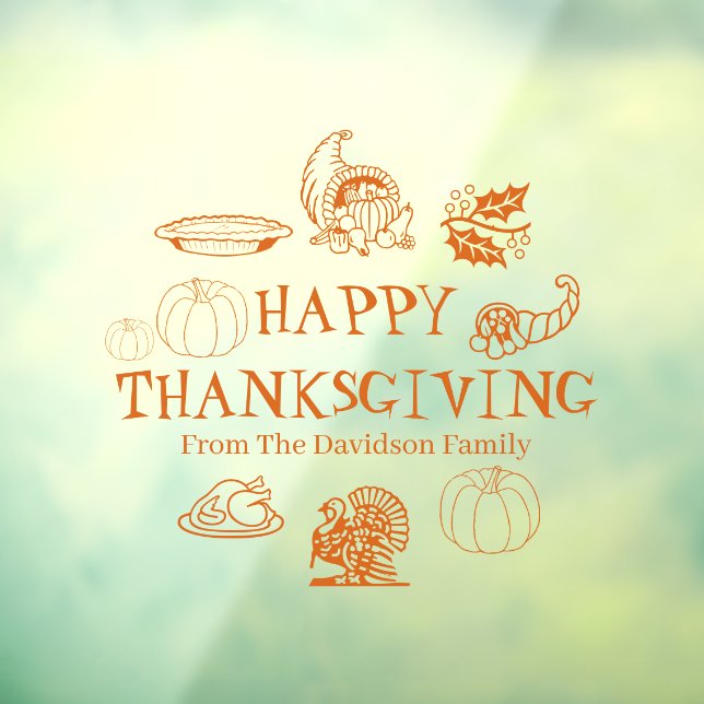 Happy Thanksgiving orange custom name decor (Sheet 3)