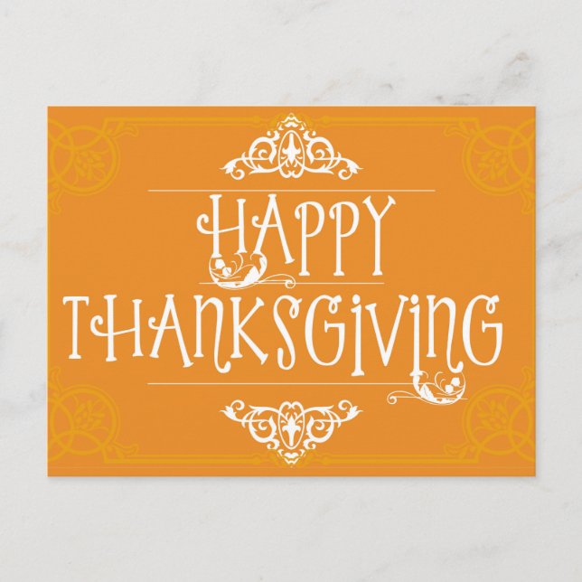 Happy Thanksgiving Orange Happiness Postcard (Front)