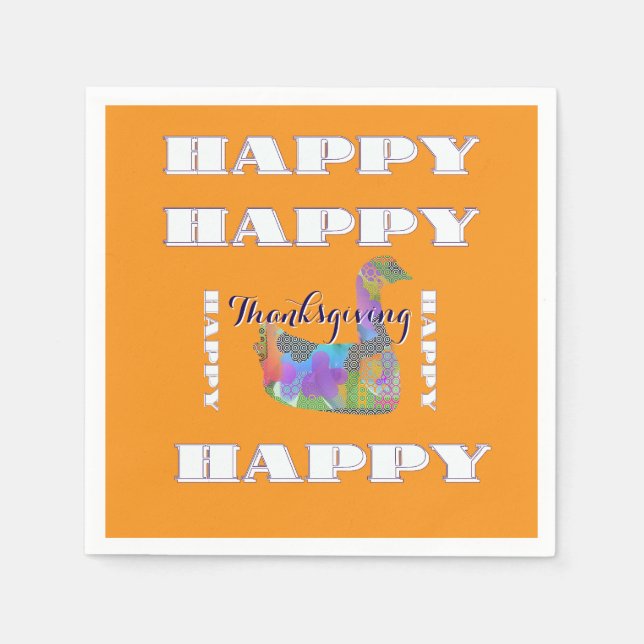 HAPPY Thanksgiving Orange       Napkin (Front)