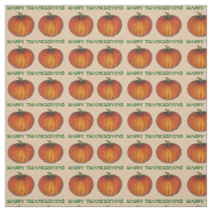 Happy Thanksgiving Orange Pumpkin Autumn Fall Fabric
