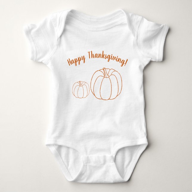 Happy Thanksgiving orange pumpkin custom cute Baby Bodysuit (Front)