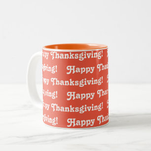 Happy Thanksgiving Orange Two-Tone Coffee Mug
