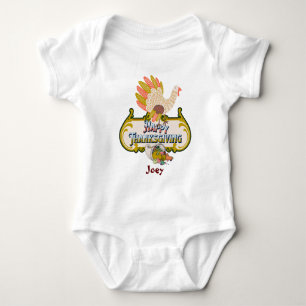 Happy thanksgiving outfit personalized name baby bodysuit