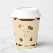 'Happy Thanksgiving' Paper Cup Set (with lids)